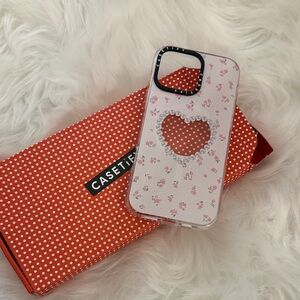 iPhone 16 pro Max Casetify Heart Cutout Floral iPhone Case - Pink